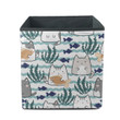 Kawaii Cute Cats And Fish With Wave Sea Storage Bin Storage Cube