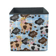 Cute Beautiful Cow In Different Colors On Checkered Blue Storage Bin Storage Cube