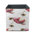 Watercolor Cartoon Magnolia And Bumblebee On White Background Storage Bin Storage Cube