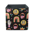 Abstract Faces Rainbow Mouth Hand Dots Illustration Storage Bin Storage Cube