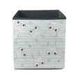 Lovely Rabbit With Glasses And Stars On Blue Stripes Background Storage Bin Storage Cube