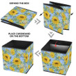 Acrylic Painting Aqua Blue And Yellow Sunflowers Pattern Storage Bin Storage Cube