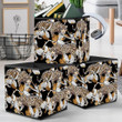 Gold Leopard And Orchid Flowers On Black Background Storage Bin Storage Cube