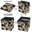 Gold Leopard And Orchid Flowers On Black Background Storage Bin Storage Cube
