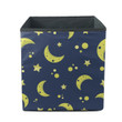 Yellow Moon With Star And Dot On Dark Blue Background Storage Bin Storage Cube