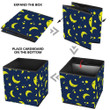 Yellow Moon With Star And Dot On Dark Blue Background Storage Bin Storage Cube
