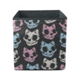 Cat Skull Scary Background In Modern Line Art Style Storage Bin Storage Cube