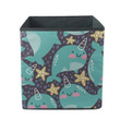 Cute Turquoise Narwhal Starfish And Dots On Black Design Storage Bin Storage Cube