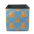 Fat Ginger Cat On Blue Background Storage Bin Storage Cube