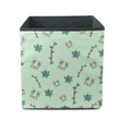 Wolf Flowers And Twigs On A Green Background Storage Bin Storage Cube