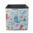 I Love The Sea Colorful Cartoon Fishes On Light Blue Background Design Storage Bin Storage Cube