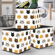 Cartoon Cat's Heads On White Background Storage Bin Storage Cube