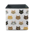 Cartoon Cat's Heads On White Background Storage Bin Storage Cube