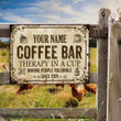 Custom Name Coffee Bar Therapy In A Cup Rectangle Metal Sign