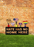 Cute Heart Pattern Hate Has No Home Here Metal Garden Stake