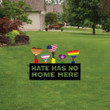 Cute Heart Pattern Hate Has No Home Here Metal Garden Stake