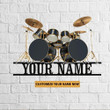 Drum Kit Black And White Cut Metal Sign Custom Name
