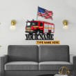Red Fire Truck Colorful And White Cut Metal Sign Custom Name
