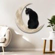Pretty Design Black Cat Moon Cut Metal Sign