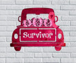 Lovely Design Pink Pumpkin And Ribbon Survivor Cut Metal Sign