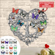 Butterfly Birthstone Family Tree Colorful Background Cut Metal Sign Custom Name