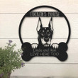 Doberman Pinscher Dog House Gift For Dog Lovers Custom Name Cut Metal Sign