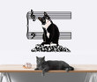 Cat Breaking The Music Notes Cut Metal Sign