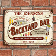Custom Name And Year Backyard Bar Rectangle Metal Sign