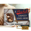 A Baseball Family Lives Here Custom Name Rectangle Wooden Sign Wooden Plaques