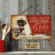 A Grill Master Lives Here Custom Name Rectangle Wooden Sign Wooden Plaques