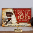A Grill Master Lives Here Custom Name Rectangle Wooden Sign Wooden Plaques