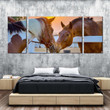 Attractive Horses Love In Yellow Sunrise 3 Pieces Canvas