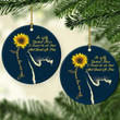 Cat You Are My Sunshine Circle Ornament Blue Background