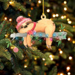 Sloth Chill On Branch Tree Ornament
