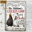 Black And White Chicken Welcome Rectangle Metal Sign Custom Name