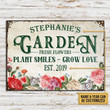 Beautiful Flower Gardening Plant Smiles Custom Name Year Rectangle Metal Sign
