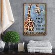 On The Scale Giraffe Restroom Decor Blue Background Rectangle Metal Sign Custom Name