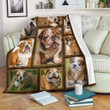 3D Funny English Bulldog Dog Lover Gift For Dad Design Sherpa Fleece Blanket