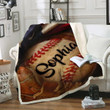 Amazing Baseball Glove With Flag Custom Name Sherpa Fleece Blanket Gift For Son