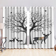 Bare Tree And Deer Printed Window Curtain Home Decor