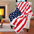 Patriotic US Flag Print Design Sherpa Fleece Blanket