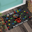 In This House No One Fights Alone Autism Awareness Scary Skull Doormat Home Decor