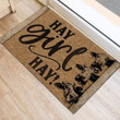 Hay Girl Hay Funny Cow Head On Beige Design Doormat Home Decor