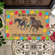 Autism Horse In This House Colorful Puzzle Pieces Doormat Home Decor