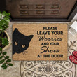 Please Leave Your Worries At The Door Cute Black Cat Pattern Doormat Home Decor