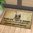 Cat Beyond Here There Be Dragons Cute Cat Patttern Doormat Home Decor
