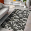Black And Gray Camouflage Printed Area Rug Home Decor