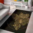 Cute Golden Spiritual Owl Pattern Background Print Area Rug