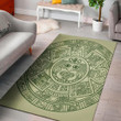 Cool Green Maya Calendar Pattern Background Print Area Rug