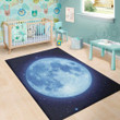 Cool Blue Moon Pattern Background Print Area Rug